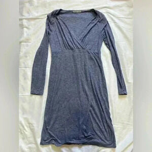 Athleta Heather Purple V Neck Faux Wrap Long Sleeve Dress.